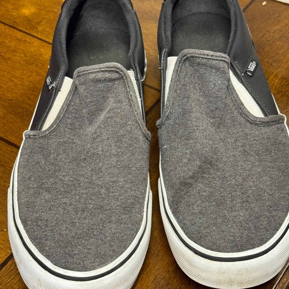 Vans Men's Charcoal and Black Slip-On Boat Shoes